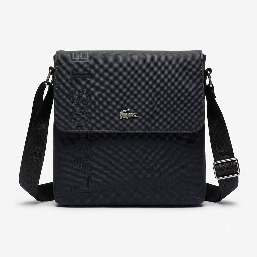 Lacoste Men's Vertical Flat Crossbody Bag - Black #0017