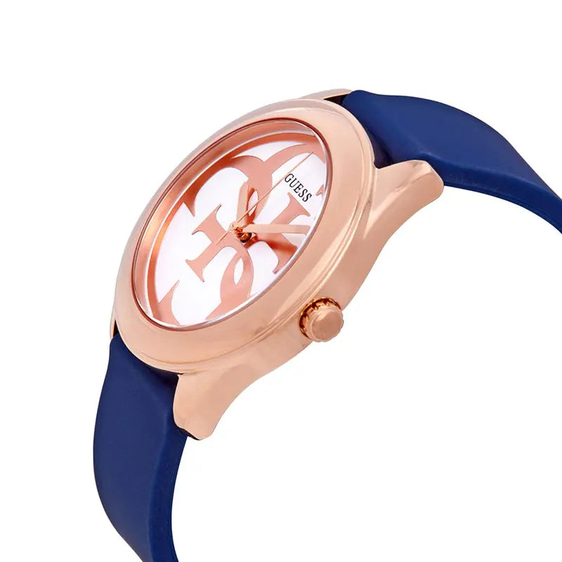 Guess G-Twist Women’s Analog Watch – White Dial & Blue Rubber Strap (Model W0911L6)
