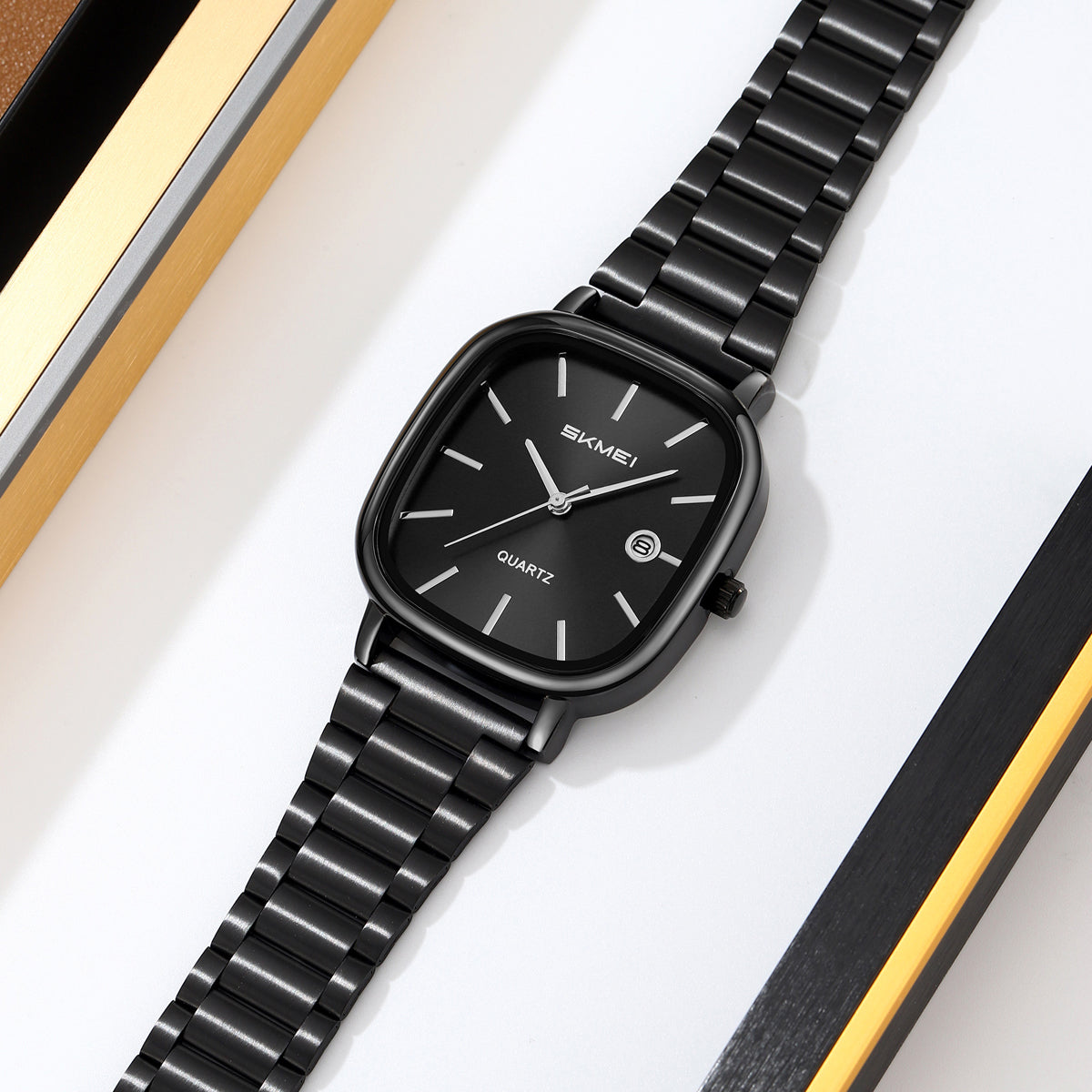 SKMEI 2551 Men's Quartz Watch - Black Stainless Steel, Black Dial