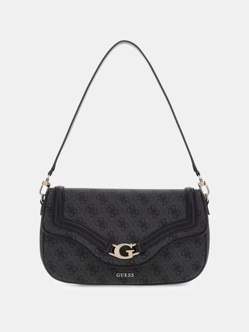 GUESS Black Logo Flap Crossbody Bag with Gold “G” Buckle – Elegant Everyday Shoulder Bag#0187
