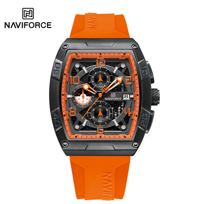 Naviforce NF8052 B/O/O Luminous Hollow Dial Barrel-shaped Sports Watch