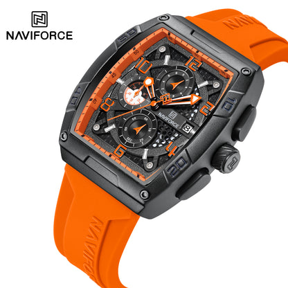 Naviforce NF8052 B/O/O Luminous Hollow Dial Barrel-shaped Sports Watch