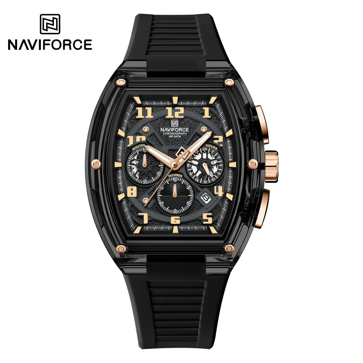 NAVIFORCE NF6118 Men's Chronograph Watch - Black & Rose Gold