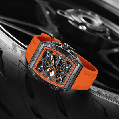 Naviforce NF8052 B/O/O Luminous Hollow Dial Barrel-shaped Sports Watch