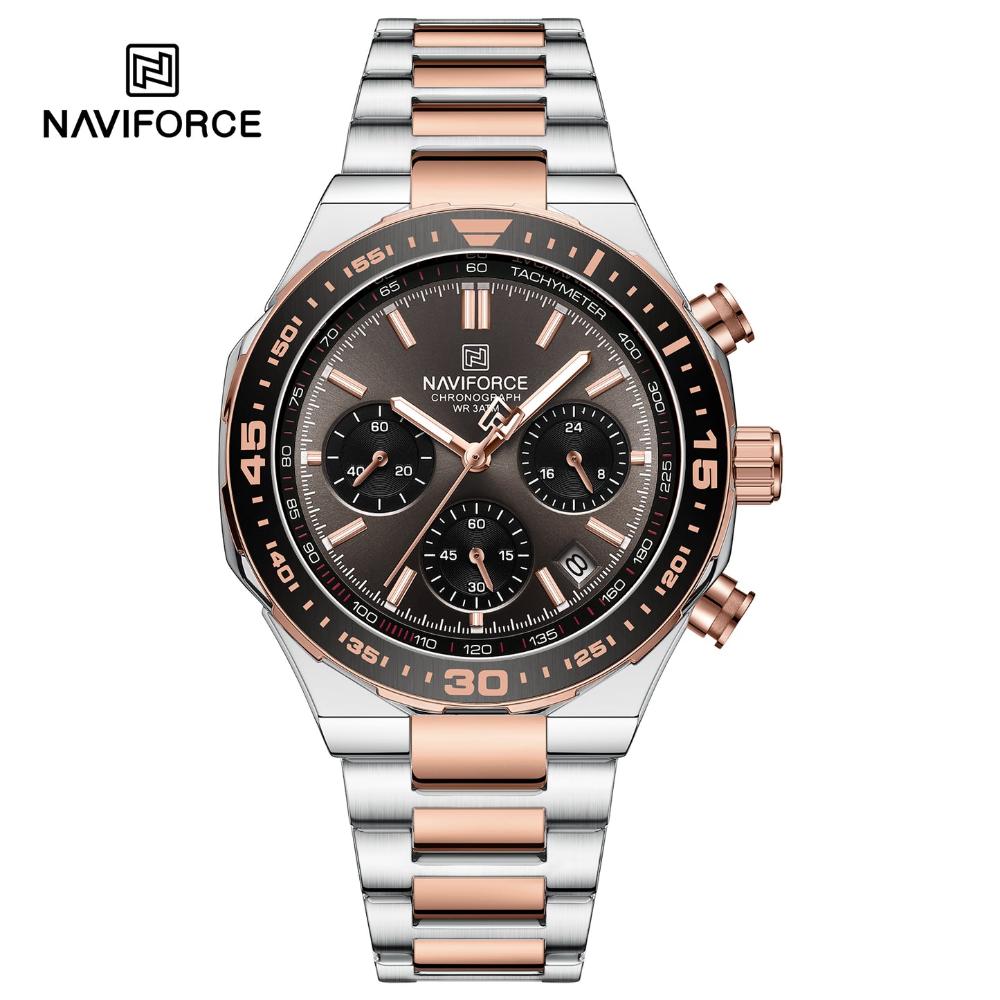 NAVIFORCE NF8049 S/GY/RG Men’s Trendy Watches with Multifunctional Dial