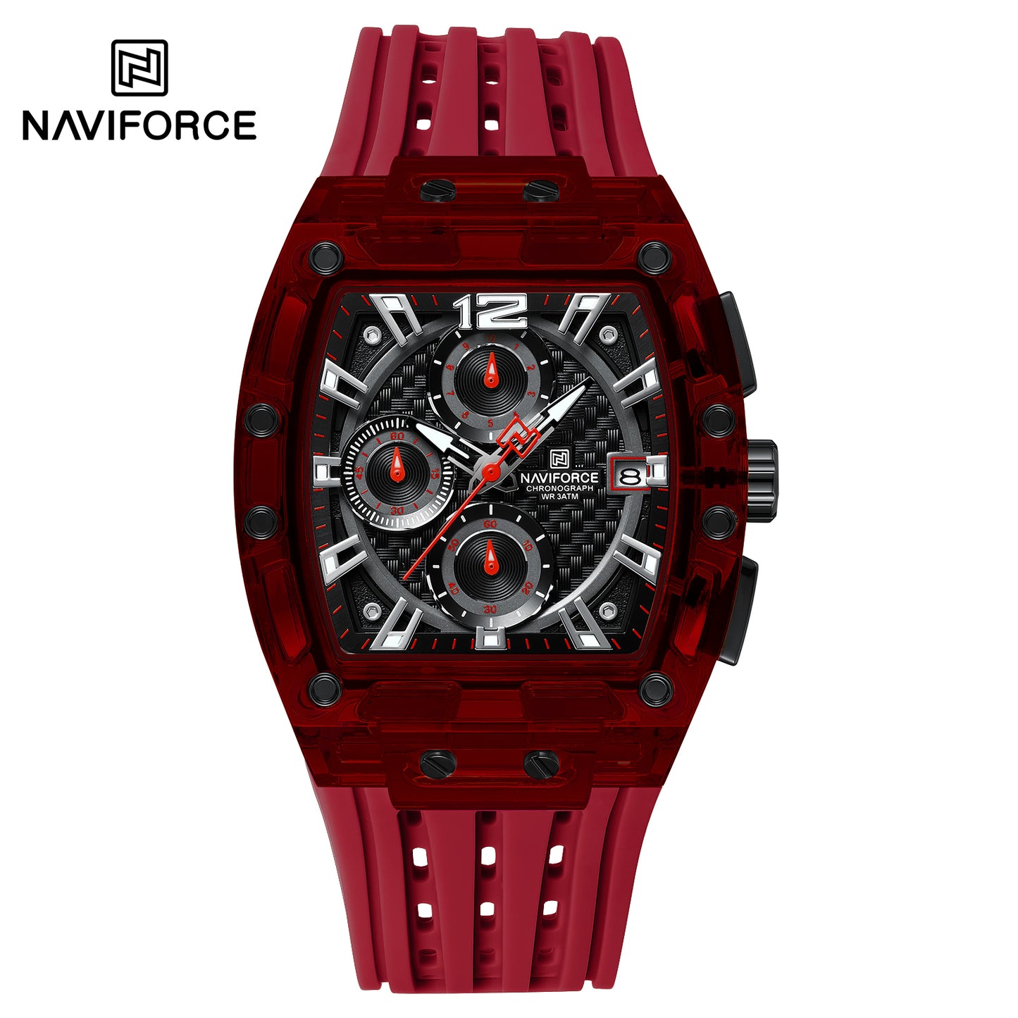 Naviforce NF7105 R/B/R Sports Transparent Men Watch