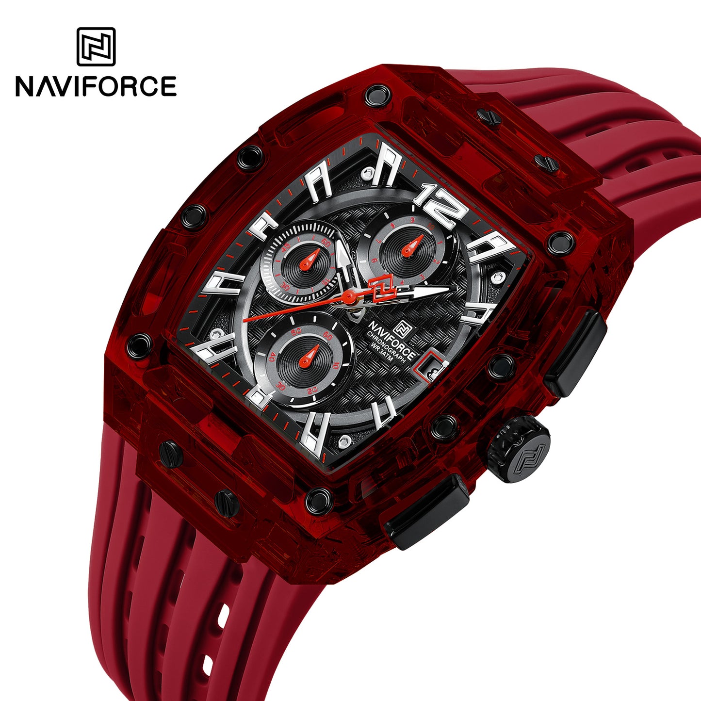 Naviforce NF7105 R/B/R Sports Transparent Men Watch