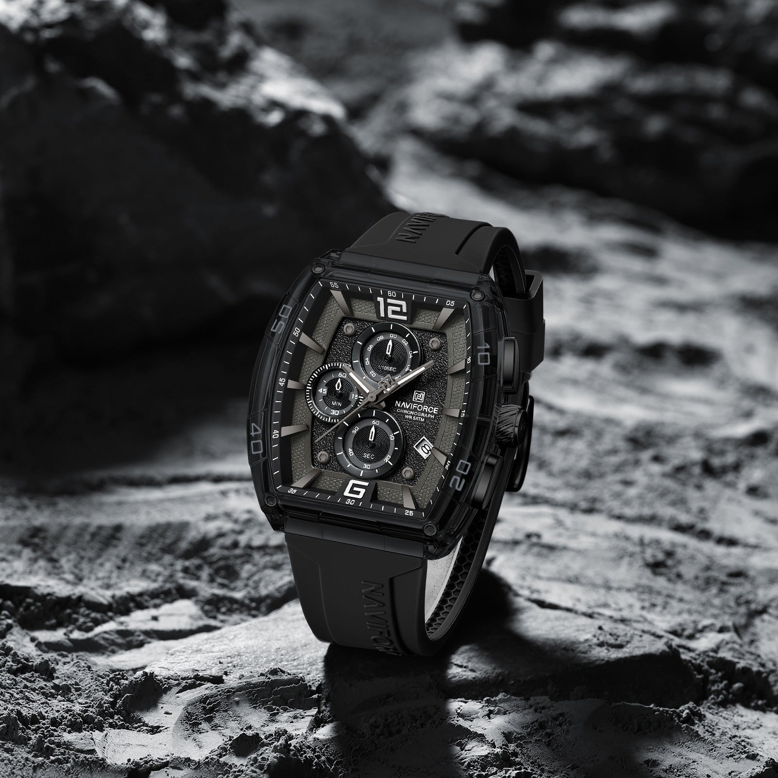 Naviforce Watch for Men NF6101 B/W/B