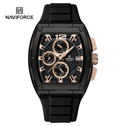 NAVIFORCE NF8050 B/RG/B Barrel-Shaped Case Waterproof Luminous Quartz Multifunction Men’s Watch
