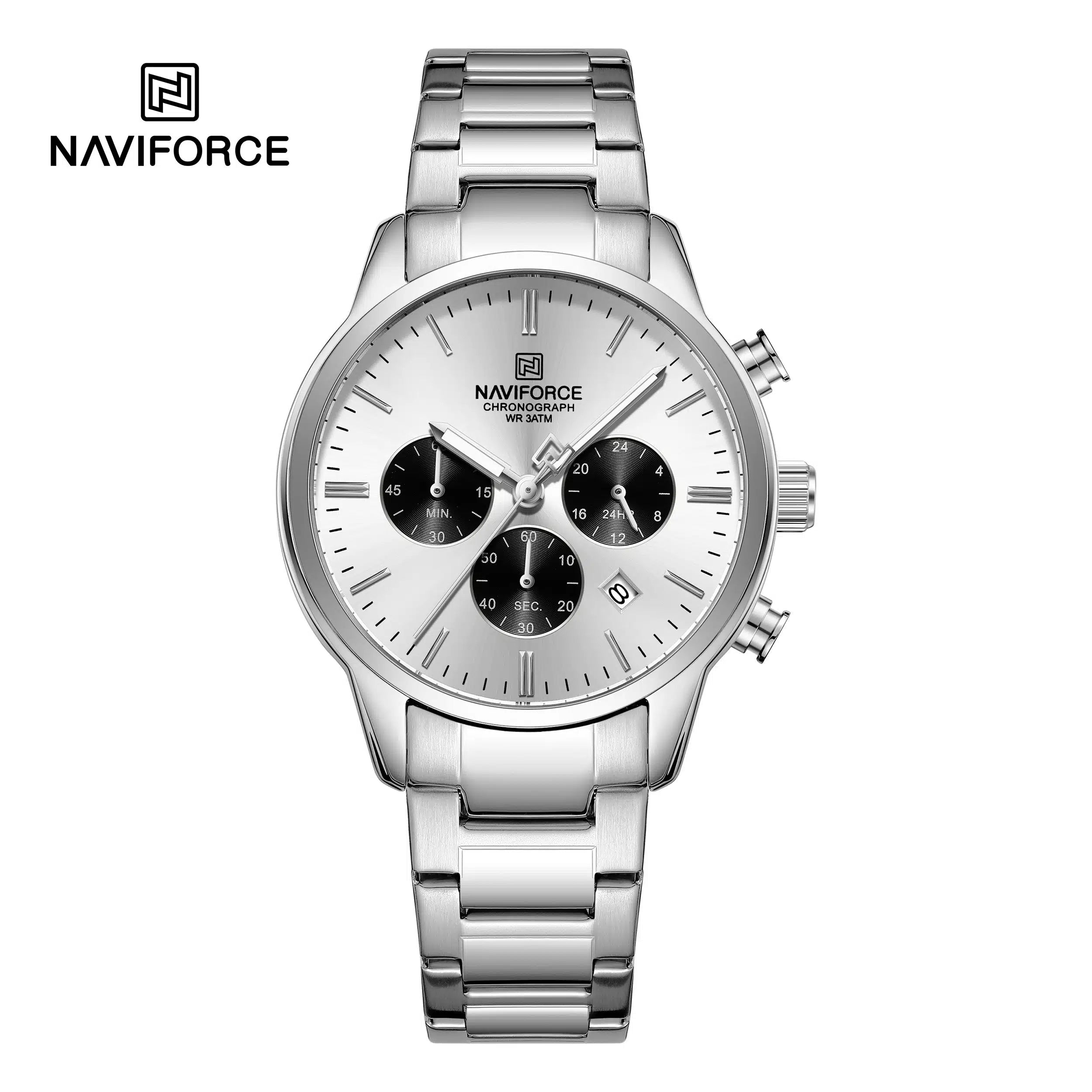 Naviforce Men’s Watch NF8076-S-W-S – Silver Dial