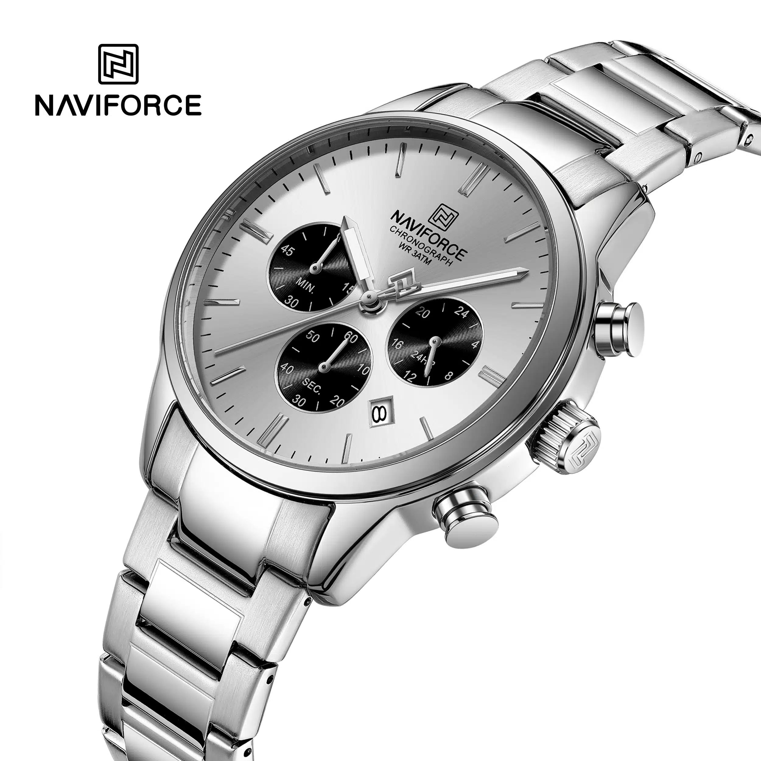 Naviforce Men’s Watch NF8076-S-W-S – Silver Dial