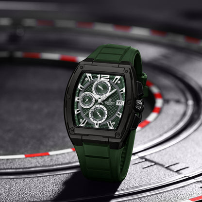 NAVIFORCE NF8050 B GN/GN Barrel-Shaped Case Waterproof Luminous Quartz Multifunction Men’s Watch