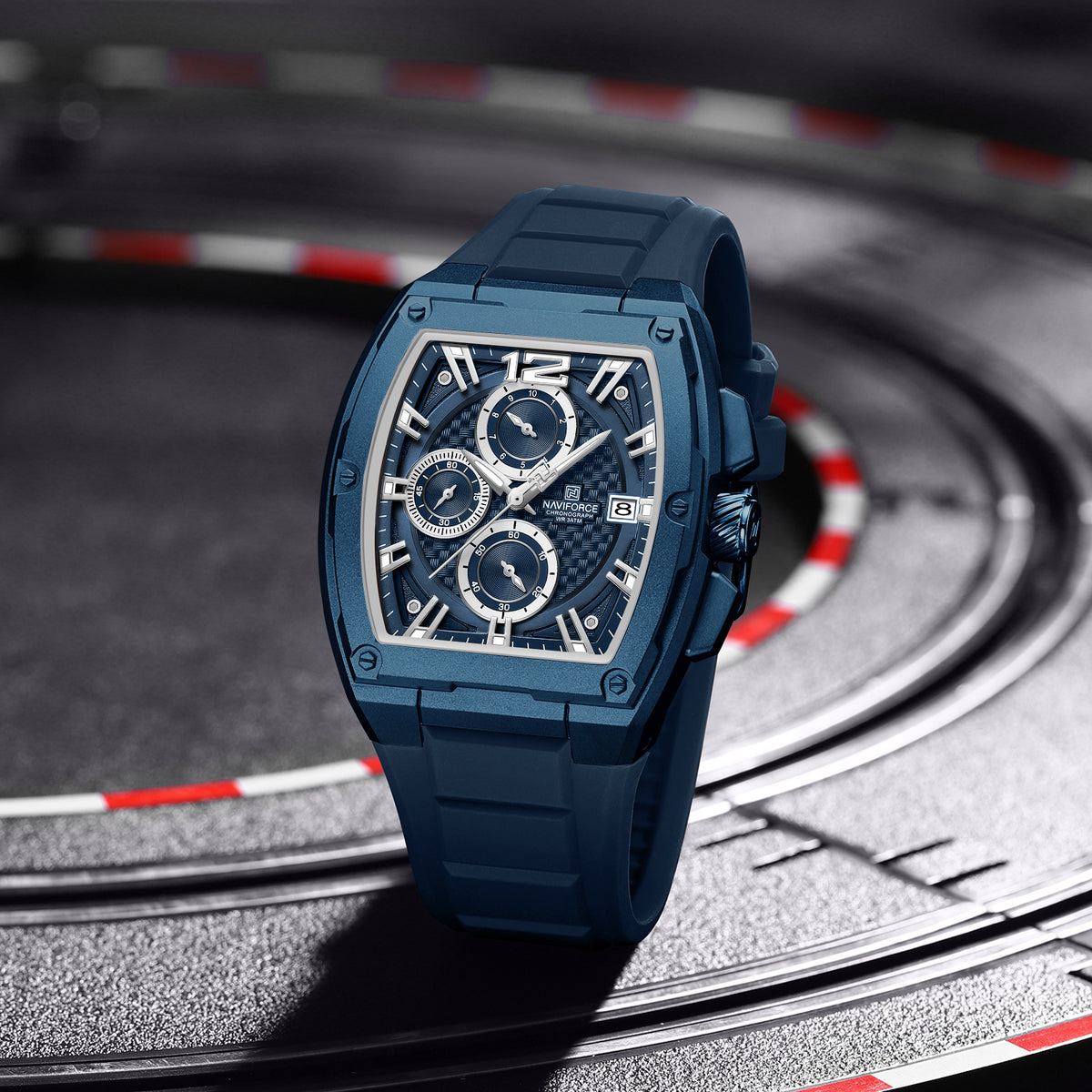 NAVIFORCE NF8050 BE/BE/BE Barrel-Shaped Case Waterproof Luminous Quartz Multifunction Men’s Watch