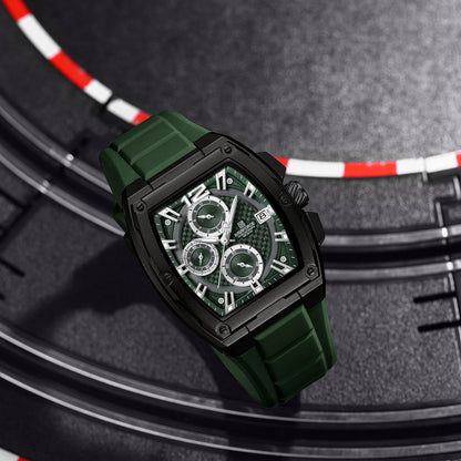 NAVIFORCE NF8050 B GN/GN Barrel-Shaped Case Waterproof Luminous Quartz Multifunction Men’s Watch