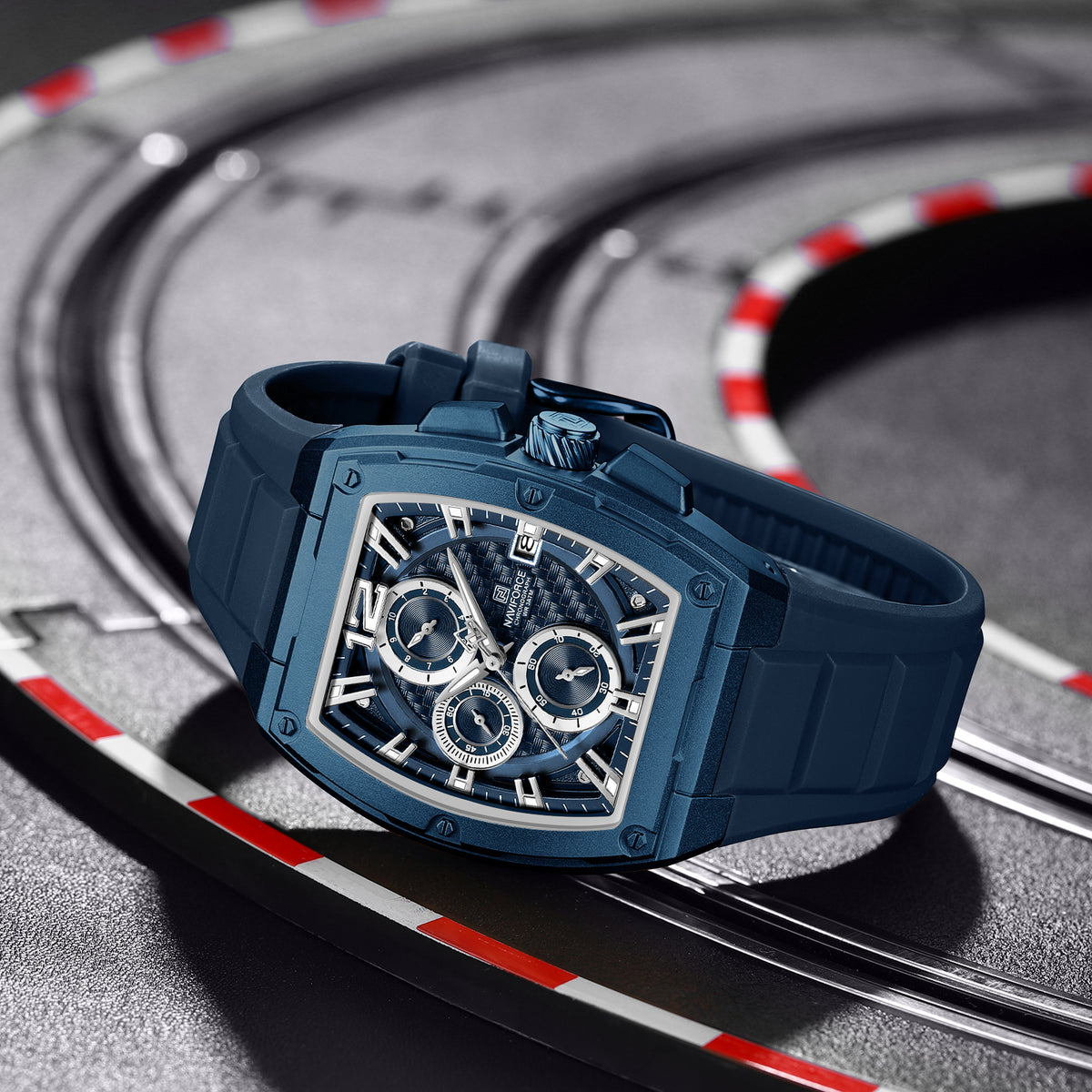 NAVIFORCE NF8050 BE/BE/BE Barrel-Shaped Case Waterproof Luminous Quartz Multifunction Men’s Watch