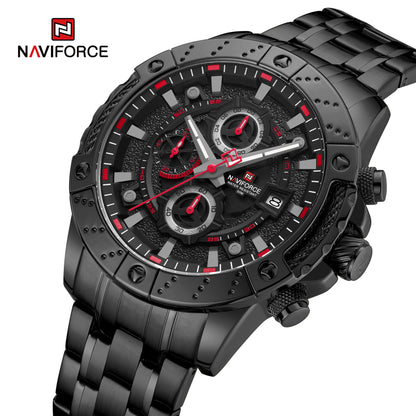 NAVIFORCE NF9227 B/R/B Hollow Mechanical Style Men’s Watch Trendy Fashion Waterproof Sports Luminous Wristwatch Gift for Boyfriend