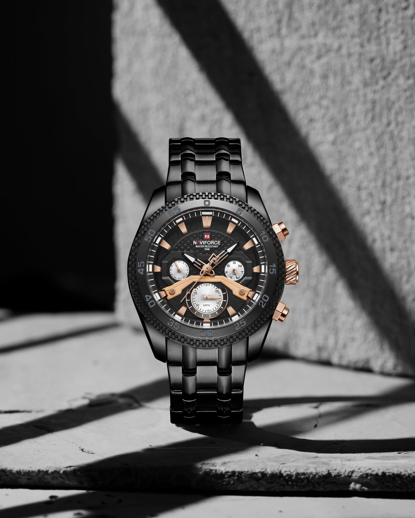 Naviforce NF9222 B/B Charm and Stylish Waterproof Multifunctional Quartz Watch for Men