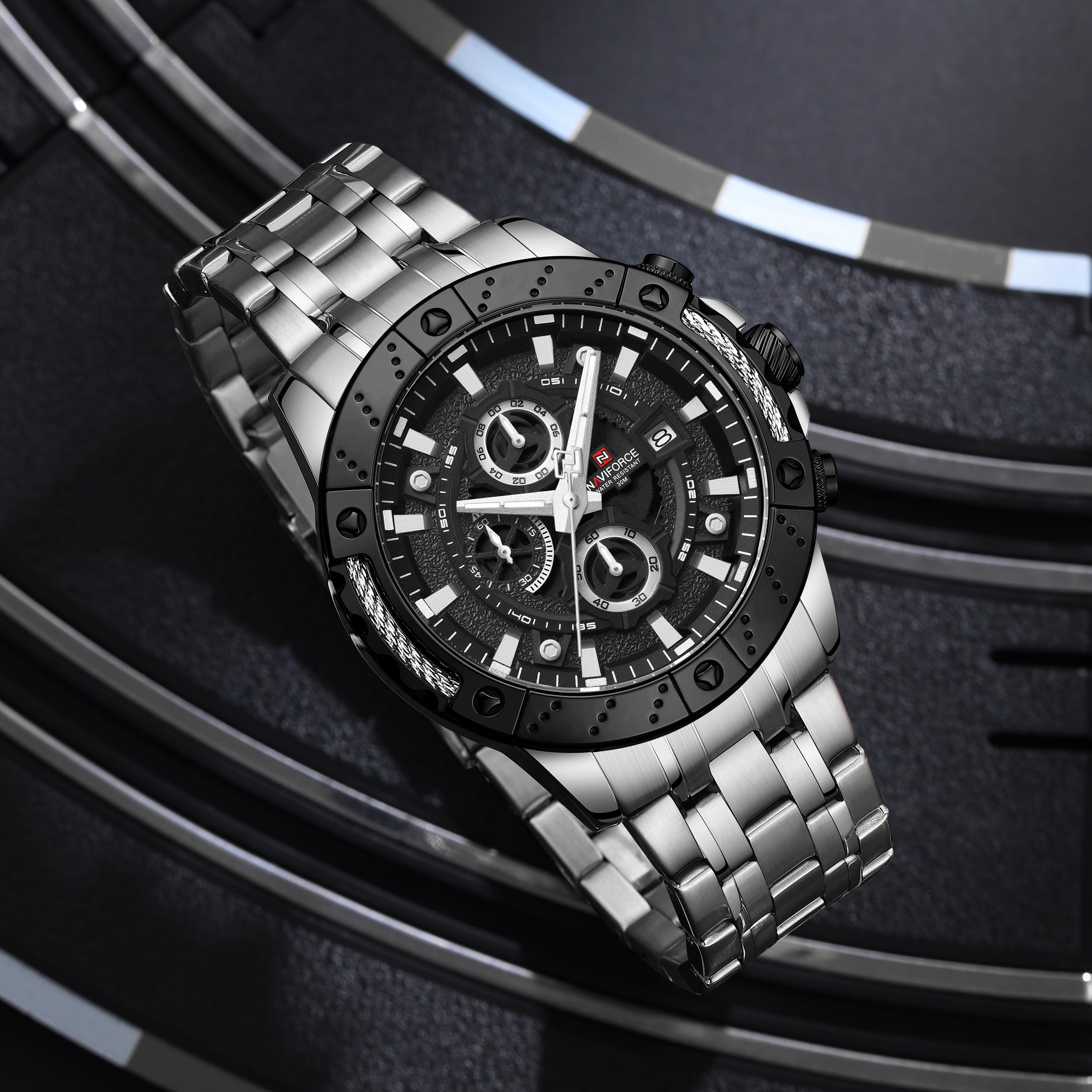 NAVIFORCE NF9227 S/W/S Hollow Mechanical Style Men’s Watch Trendy Fashion Waterproof Sports Luminous Wristwatch Gift for Boyfriend