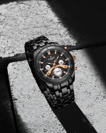 Naviforce NF9222 B/B Charm and Stylish Waterproof Multifunctional Quartz Watch for Men