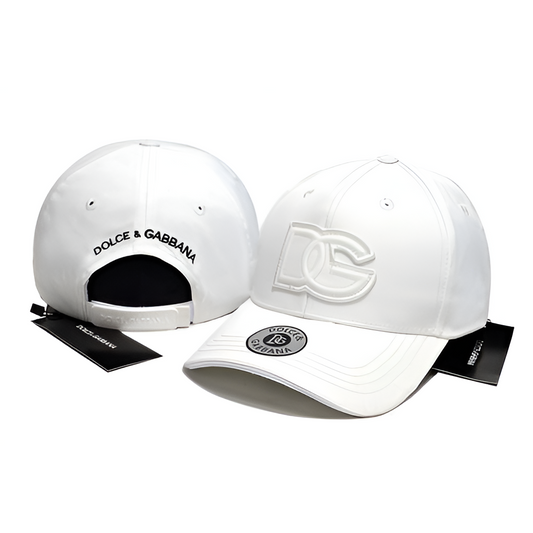 D&G White Baseball Cap with Embossed DG Logo