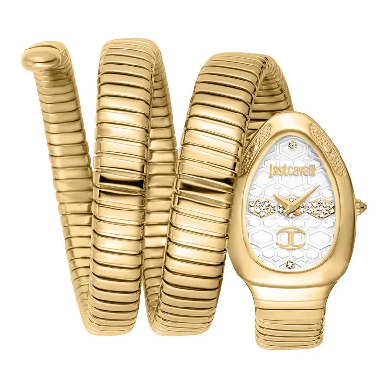 Just Cavalli Signature Snake Women’s Watch JC1L232M0025 – Stainless Steel Snake Design, Quartz Movement, Fashion Luxury Dress Watch