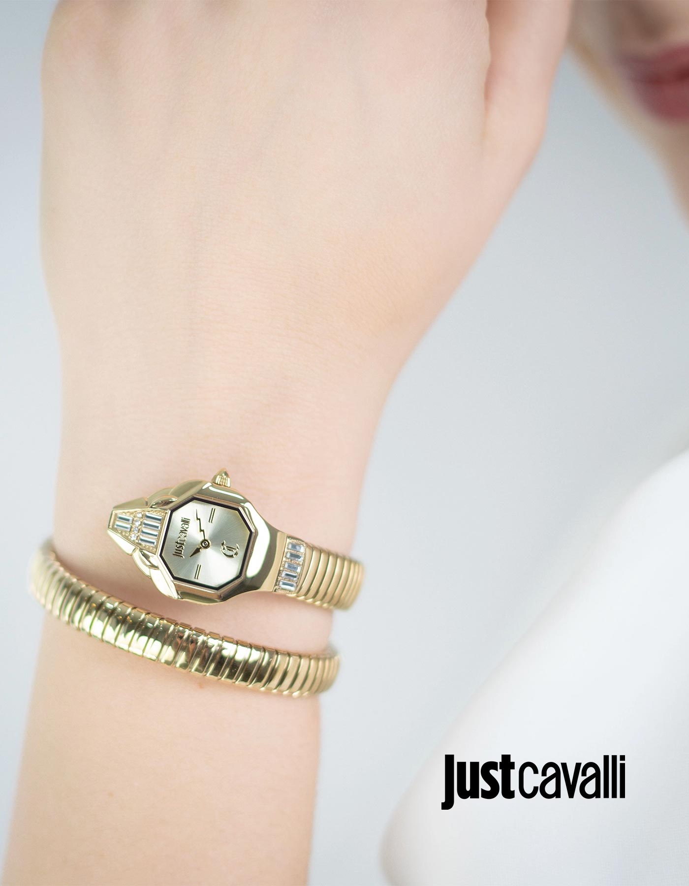 Just Cavalli Brillante Women’s Watch JC1L326M0025 – Gold Dial, Gold Stainless Steel Strap, Luxury Fashion Watch