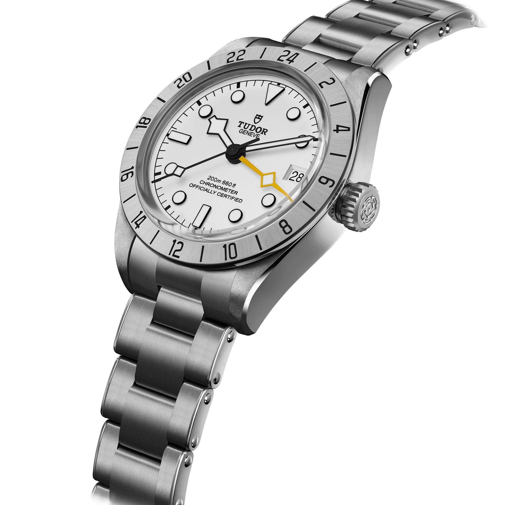 TUDOR Geneve White Dial Stainless Steel GMT Chronometer Watch – 200m Water Resistance