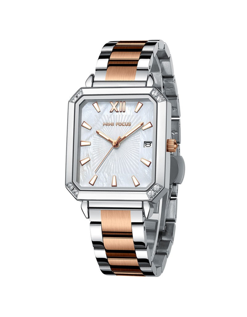 Mini Focus MF0472L Women’s Square Stainless Steel Watch – Japan Quartz, 3ATM