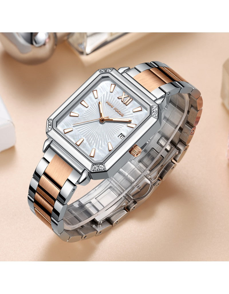 Mini Focus MF0472L Women’s Square Stainless Steel Watch – Japan Quartz, 3ATM