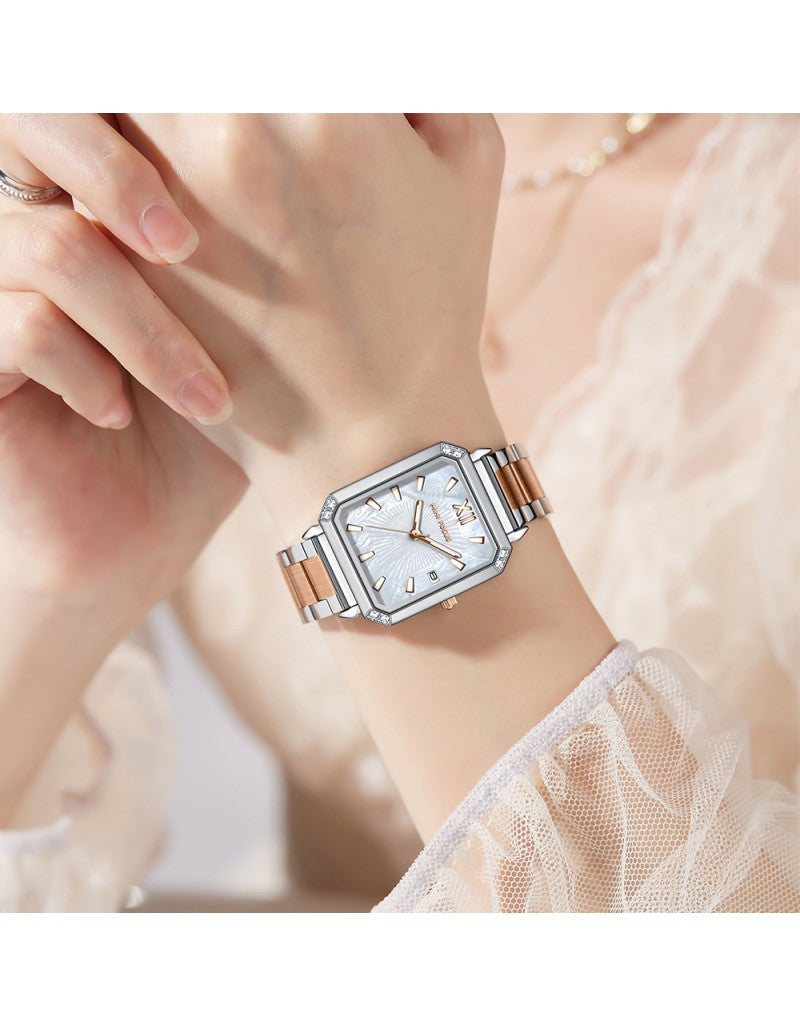 Mini Focus MF0472L Women’s Square Stainless Steel Watch – Japan Quartz, 3ATM