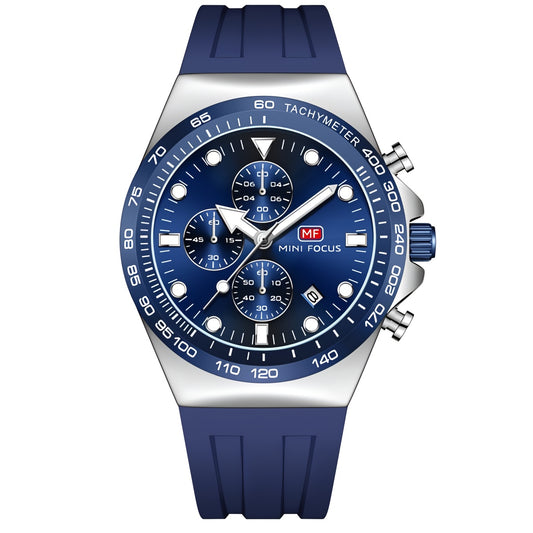 Mini Focus Watch with Blue Dial & Silver Case For Men MF0488G
