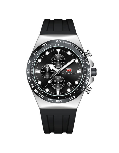 Mini Focus Watch with Black Dial & Silver Case For Men MF0488G