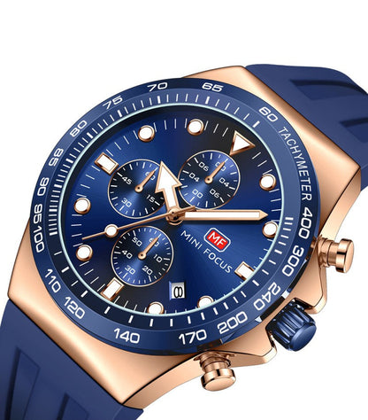 Mini Focus Watch with Blue Dial & Rose Gold Case For Men MF0488G