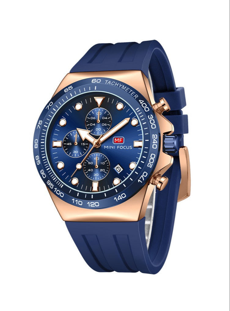 Mini Focus Watch with Blue Dial & Rose Gold Case For Men MF0488G