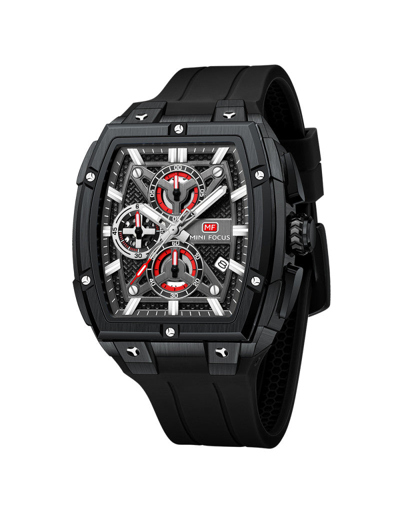Mini Focus MF0602G.05 Men’s Sport Quartz Watch – Silicone Strap, Crystal Glass, 3ATM