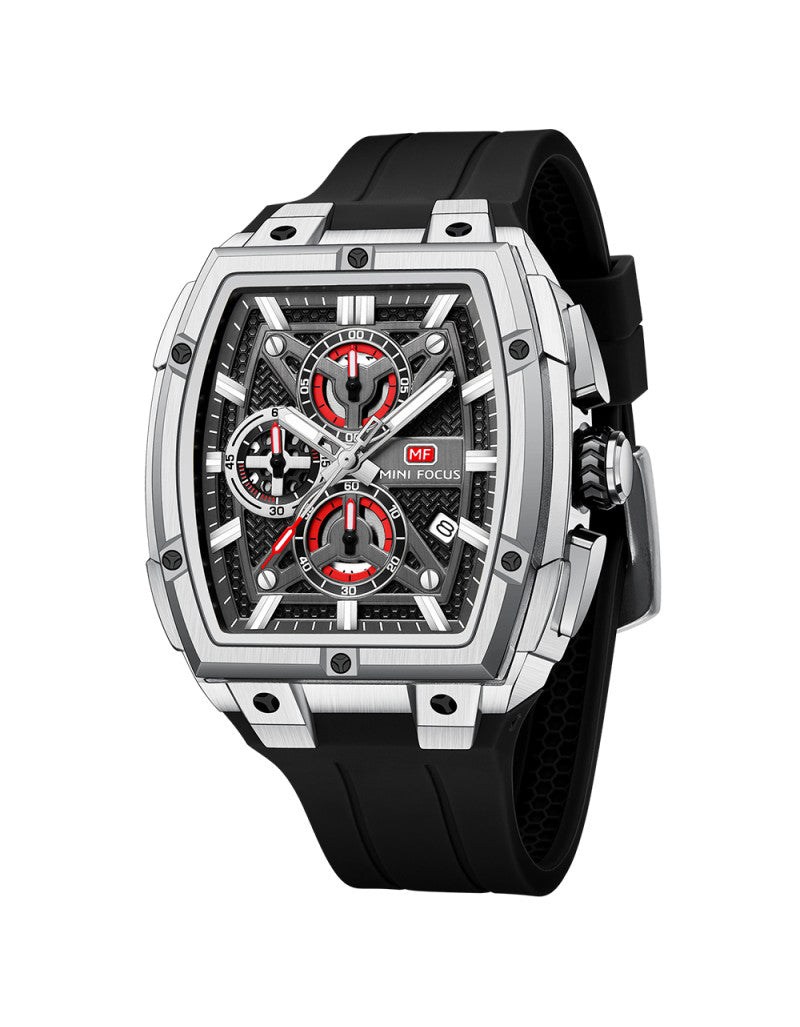Mini Focus MF0602G.06 Men’s Sport Quartz Watch – Silicone Strap, Crystal Glass, 3ATM