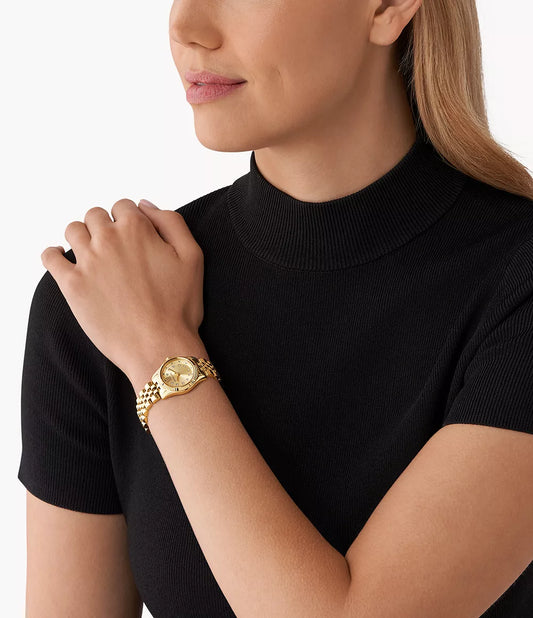 Michael Kors Lexington Three-Hand Watch Gold Sunray – Model MK4741