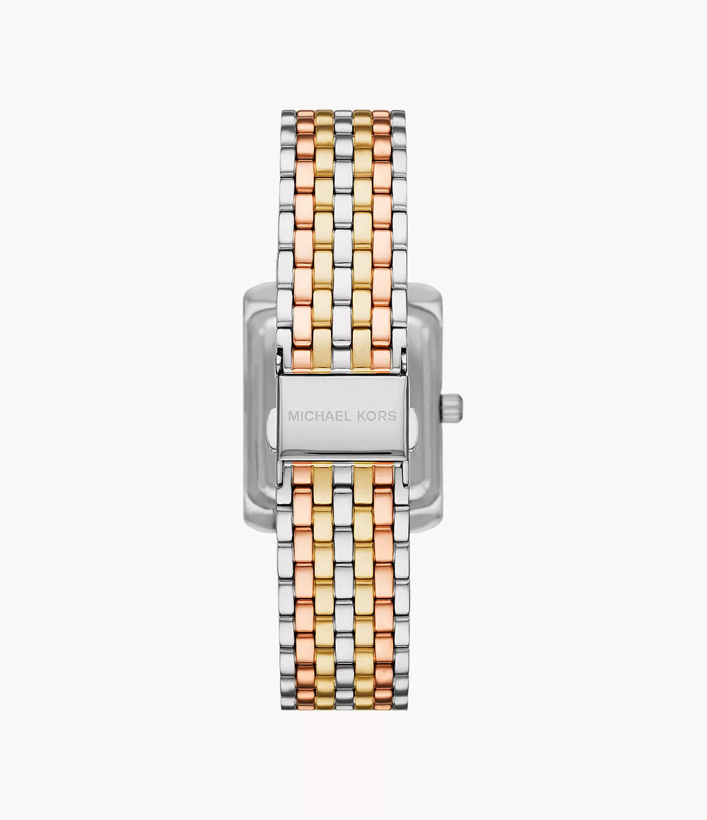 Michael Kors Emery Women’s Watch – Tri-Tone Stainless Steel, White Dial (Model MK4744)