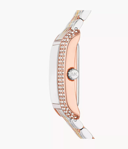 Michael Kors Emery Women’s Watch – Tri-Tone Stainless Steel, White Dial (Model MK4744)