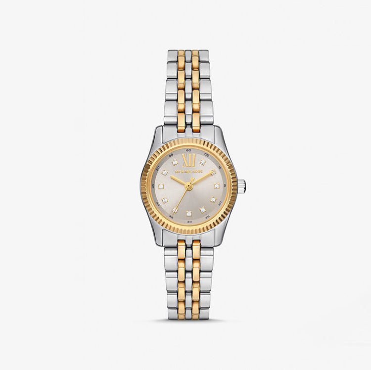 Michael Kors Lexington Women’s Watch Gift Set MK4815 – White Dial Two-Tone Stainless Steel with Pavé Bracelets