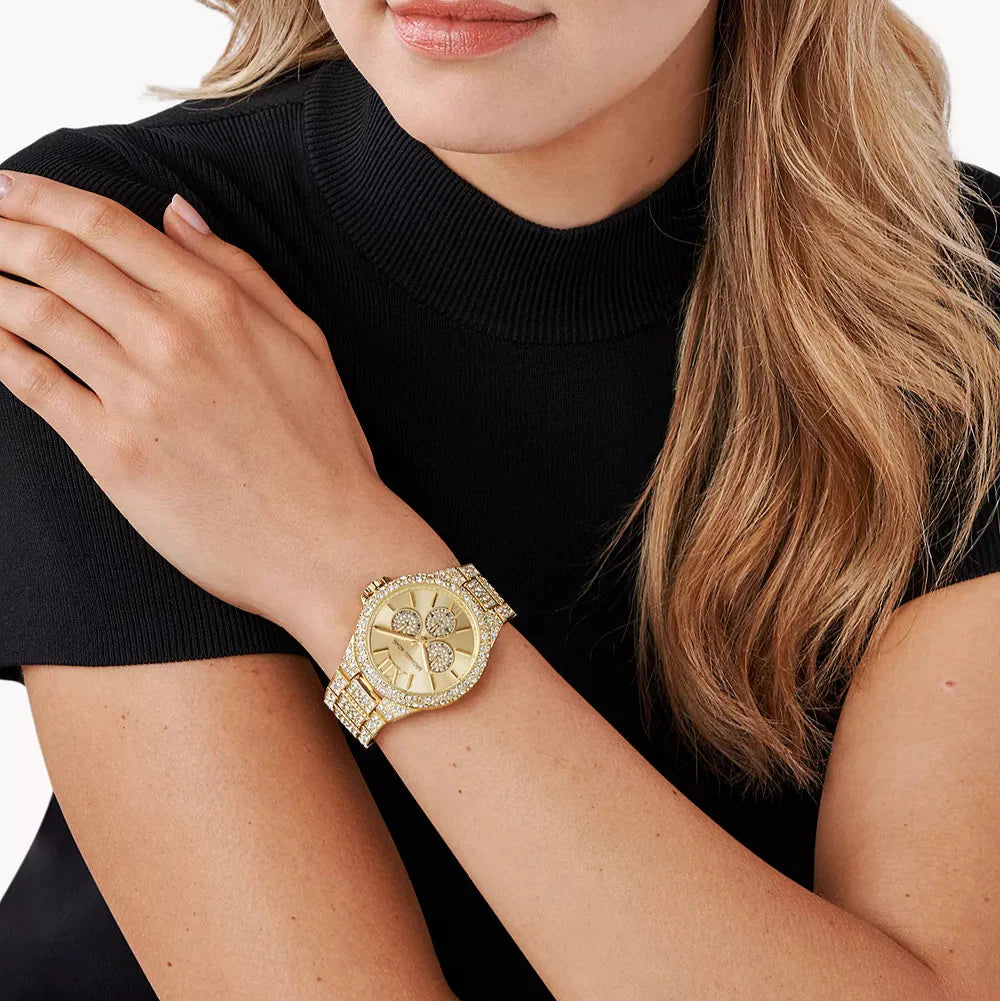Michael Kors Camille MK6958 Women’s Gold Stainless Steel Watch – 42mm Quartz Analog Timepiece with Crystal Accents