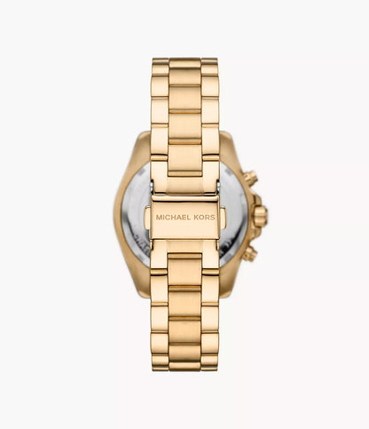 Michael Kors Bradshaw Chronograph Watch – Gold-Tone Stainless Steel with Green Dial (Model MK7257)