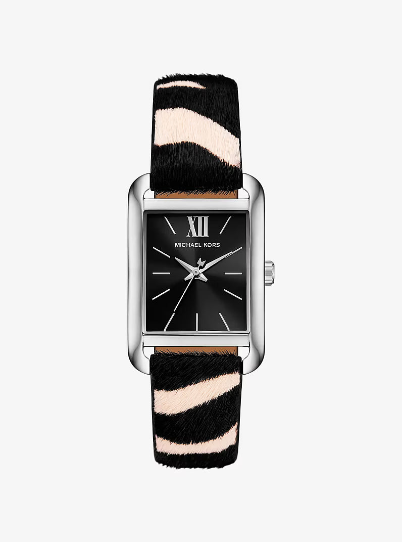 Michael Kors Monroe MKO1147 Women’s Quartz Watch – Black Dial Zebra Print Calf Hair Strap