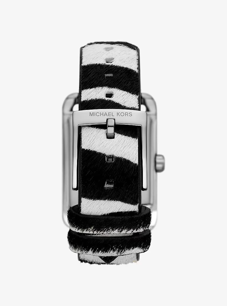 Michael Kors Monroe MKO1147 Women’s Quartz Watch – Black Dial Zebra Print Calf Hair Strap