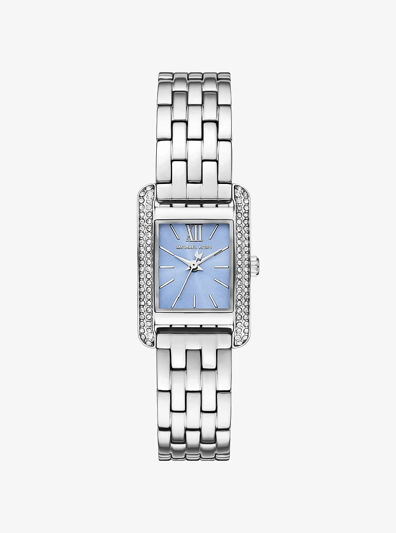 Michael Kors Emery Silver-Tone Stainless Steel Women's Watch with Light Blue Dial (Model: MKO1169)