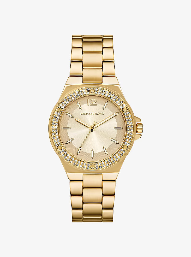 Michael Kors MKO1186 Women’s Watch – Lennox Pavé Gold-Tone Stainless Steel 37mm Luxury Fashion Watch