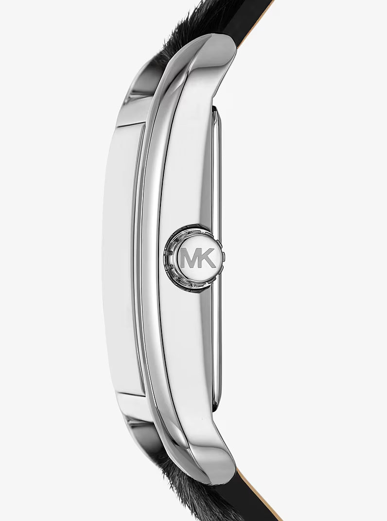 Michael Kors Emery Silver-Tone and Cheetah-Print Calf Hair Watch (Model: MKO1199)