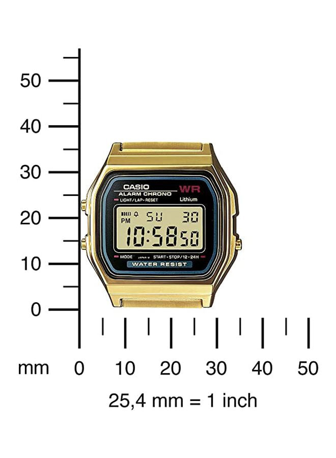 Casio A159WA Unisex Digital Watch – Stainless Steel Band with Alarm, Stopwatch & LED Light – 33.2 mm#L