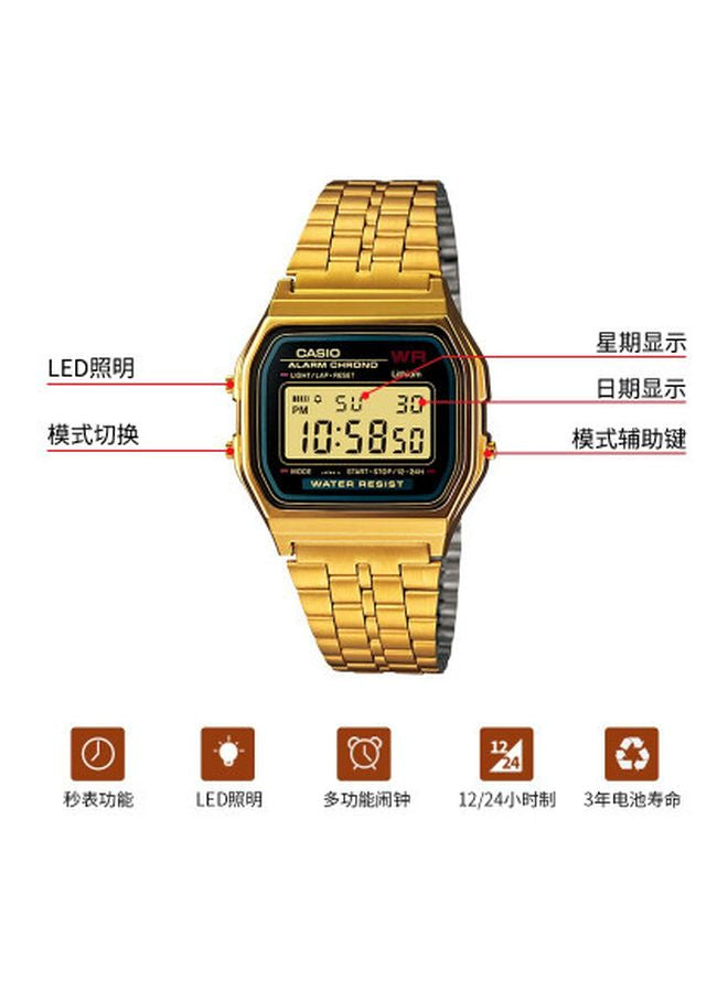 Casio A159WA Unisex Digital Watch – Stainless Steel Band with Alarm, Stopwatch & LED Light – 33.2 mm#L