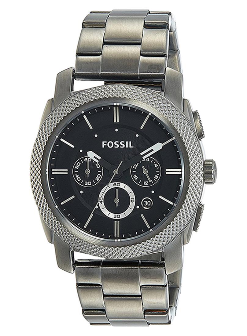 Fossil Men’s FS4662 Water Resistant Analog Watch – 42mm Stainless Steel Silver Bracelet, Black Dial